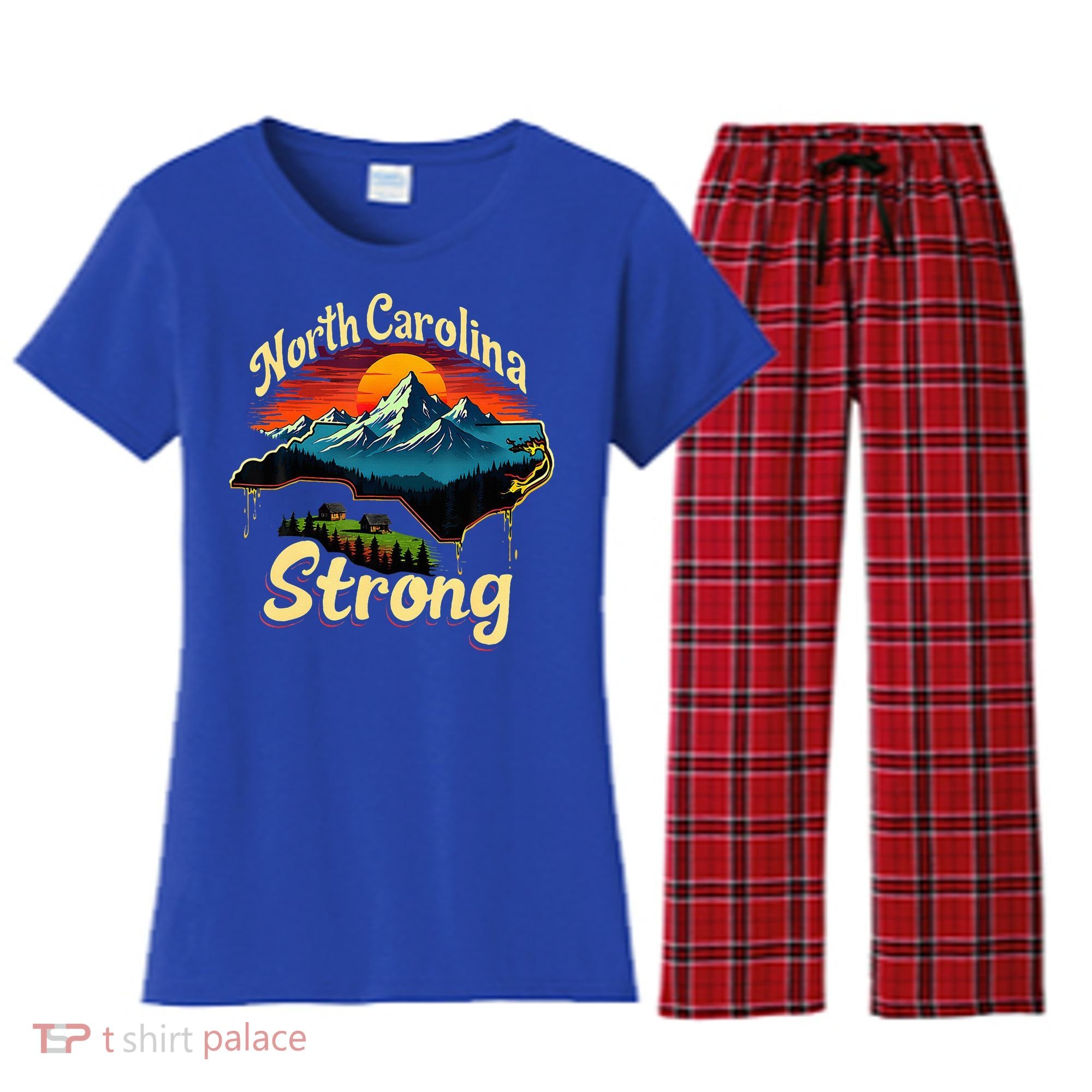 North Carolina Strong Strong Nc State Support Women's Flannel Pajama Set