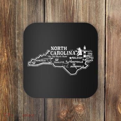 North Carolina State Map Travel Souvenir Vintage Coaster