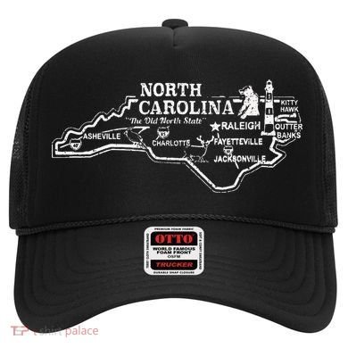 North Carolina State Map Travel Souvenir Vintage Hat