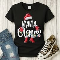 Nana Claus Shirt Santa Hat Matching Christmas Family Group Women's T-Shirt thumb 3