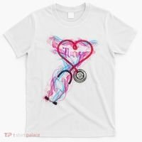 Nurse Colorful Stethoscope Heart Nurse Life T-Shirt thumb 0