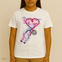 Nurse Colorful Stethoscope Heart Nurse Life T-Shirt thumb 4