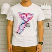 Nurse Colorful Stethoscope Heart Nurse Life T-Shirt thumb 6
