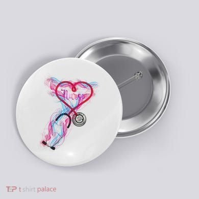 Nurse Colorful Stethoscope Heart Nurse Life Button