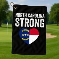 North Carolina Strong With Nc State And Love Golf Towel thumb 1