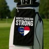 North Carolina Strong With Nc State And Love Golf Towel thumb 2