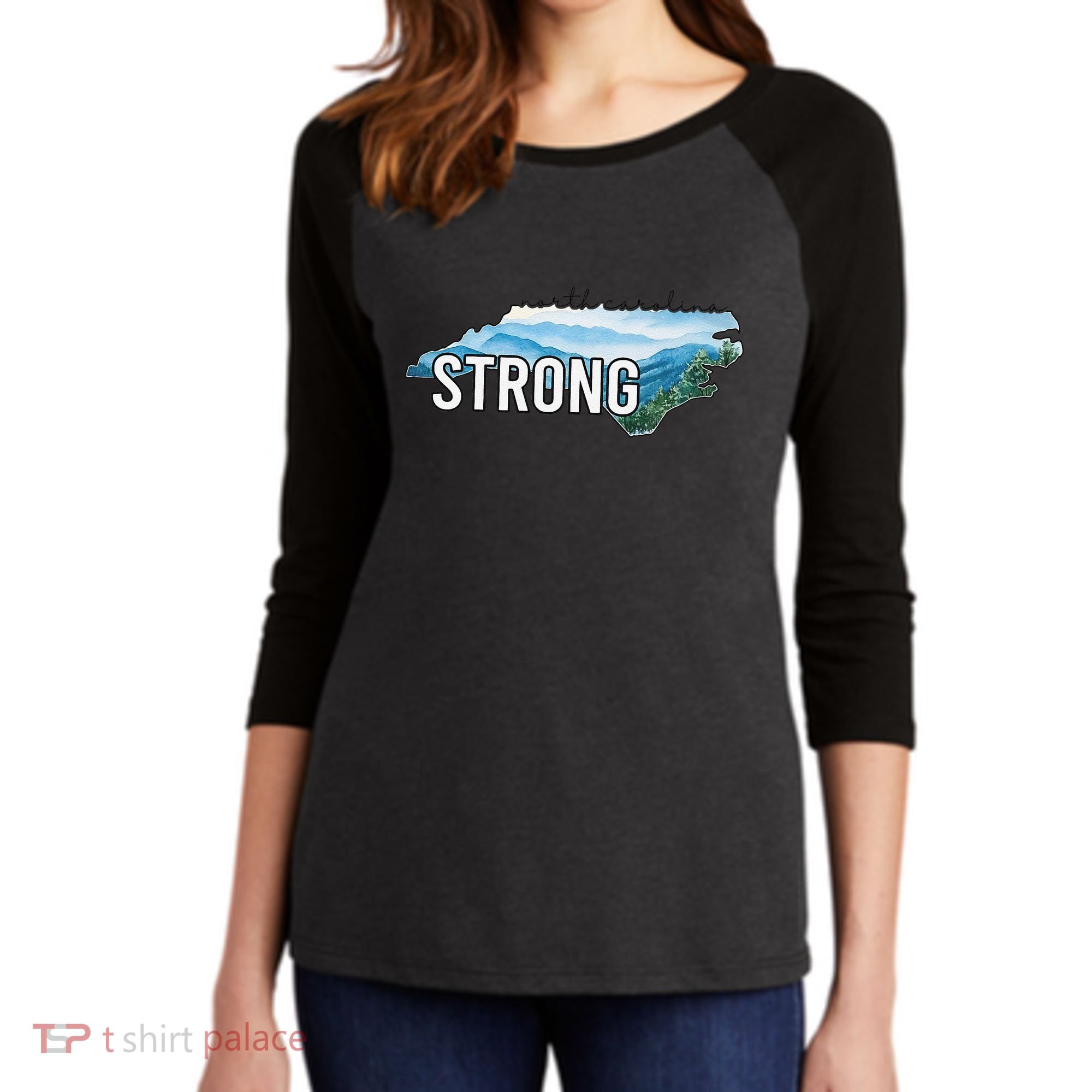 North Carolina Strong Nc State Women's Tri-Blend 3/4-Sleeve Raglan Shirt