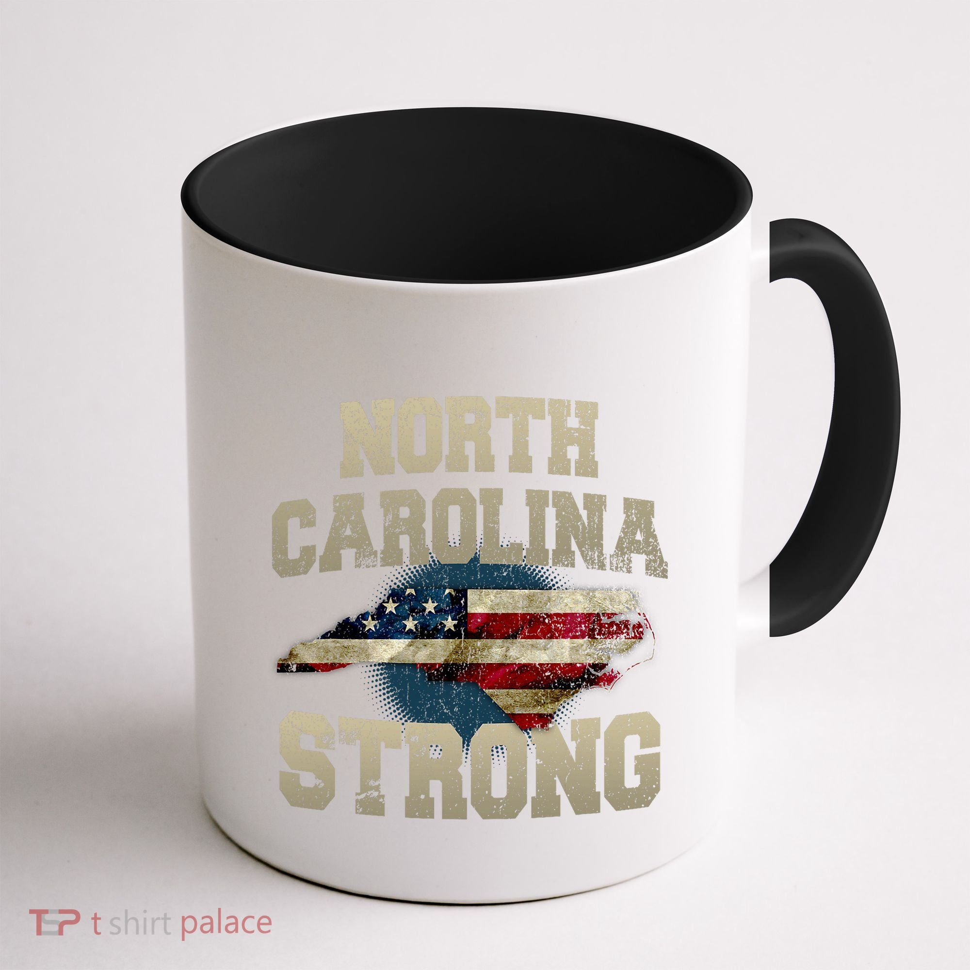 North Carolina Strong With Nc State And Usa Flag Overlay Coffee Mug