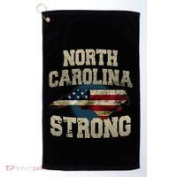 North Carolina Strong With Nc State And Usa Flag Overlay Golf Towel thumb 0