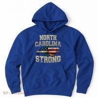 North Carolina Strong With Nc State And Usa Flag Overlay Hoodie thumb 0