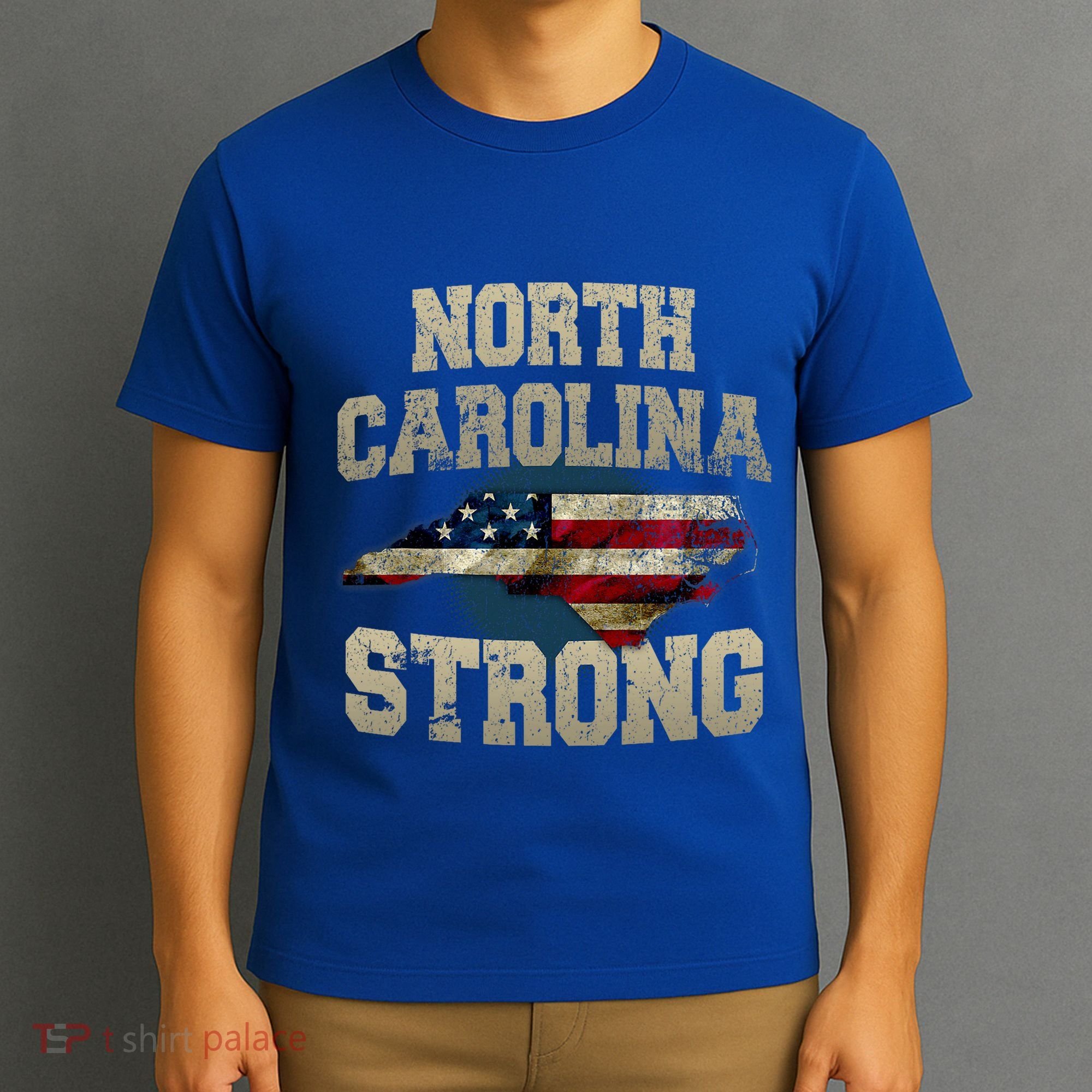 North Carolina Strong With Nc State And Usa Flag Overlay T-Shirt