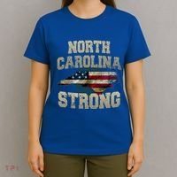 North Carolina Strong With Nc State And Usa Flag Overlay T-Shirt thumb 4