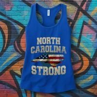 North Carolina Strong With Nc State And Usa Flag Overlay Women's Tank Top thumb 3