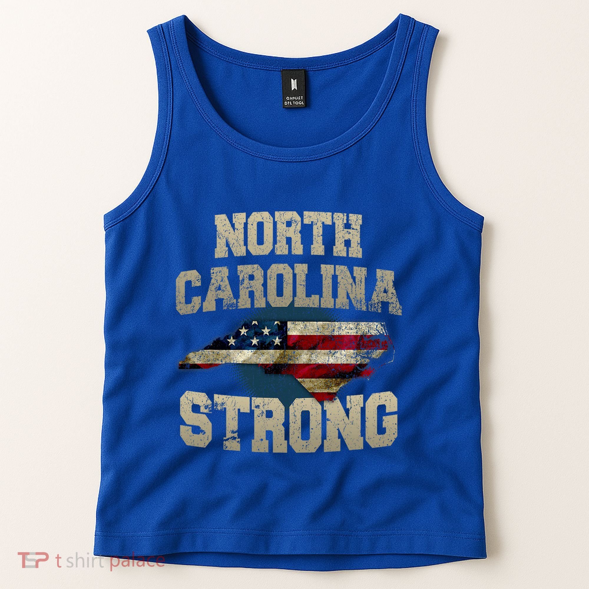 North Carolina Strong With Nc State And Usa Flag Overlay Tank Top