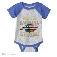 North Carolina Strong With Nc State And Usa Flag Overlay Infant Baby Jersey Bodysuit thumb 0