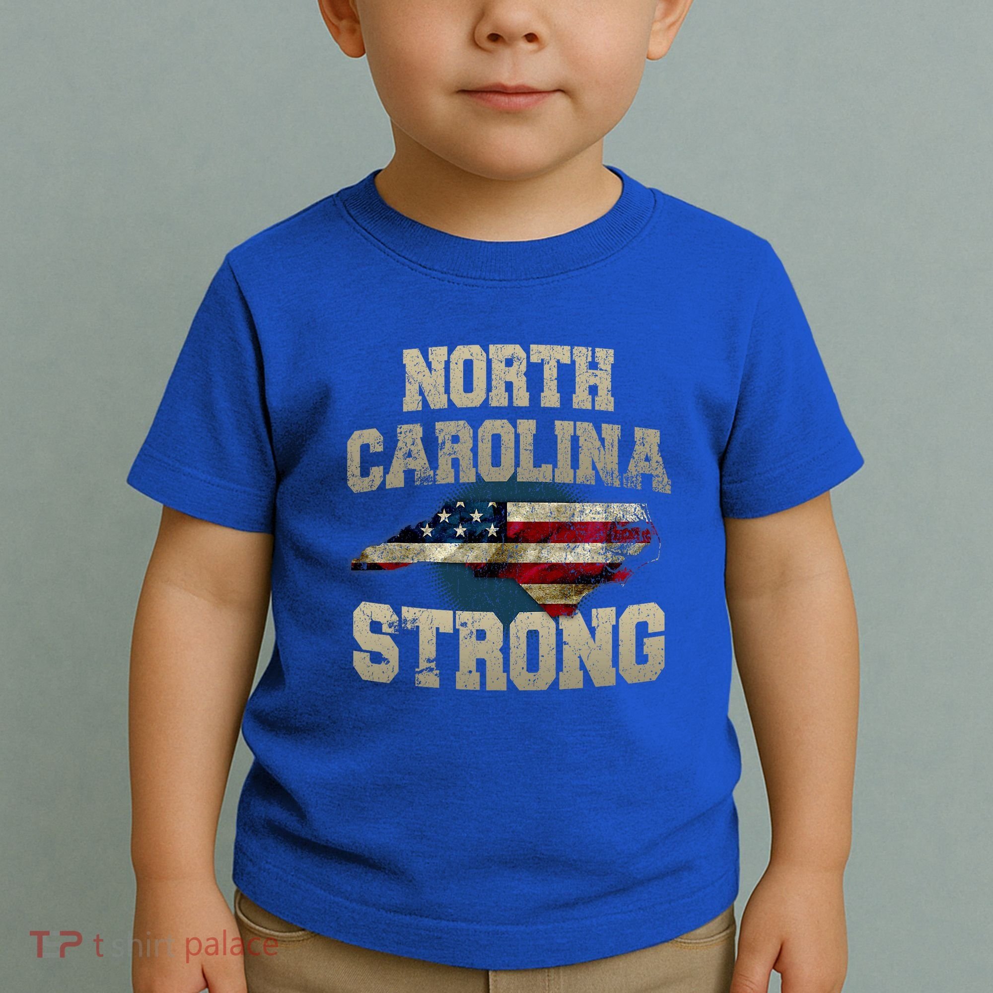 North Carolina Strong With Nc State And Usa Flag Overlay Toddler T-Shirt