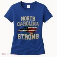 North Carolina Strong With Nc State And Usa Flag Overlay Women's T-Shirt thumb 0