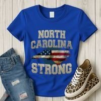 North Carolina Strong With Nc State And Usa Flag Overlay Women's T-Shirt thumb 3