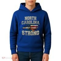 North Carolina Strong With Nc State And Usa Flag Overlay Kids Hoodie thumb 4