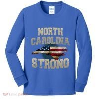 North Carolina Strong With Nc State And Usa Flag Overlay Kids Long Sleeve Shirt thumb 0