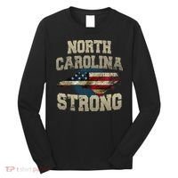 North Carolina Strong With Nc State And Usa Flag Overlay Long Sleeve Shirt thumb 0