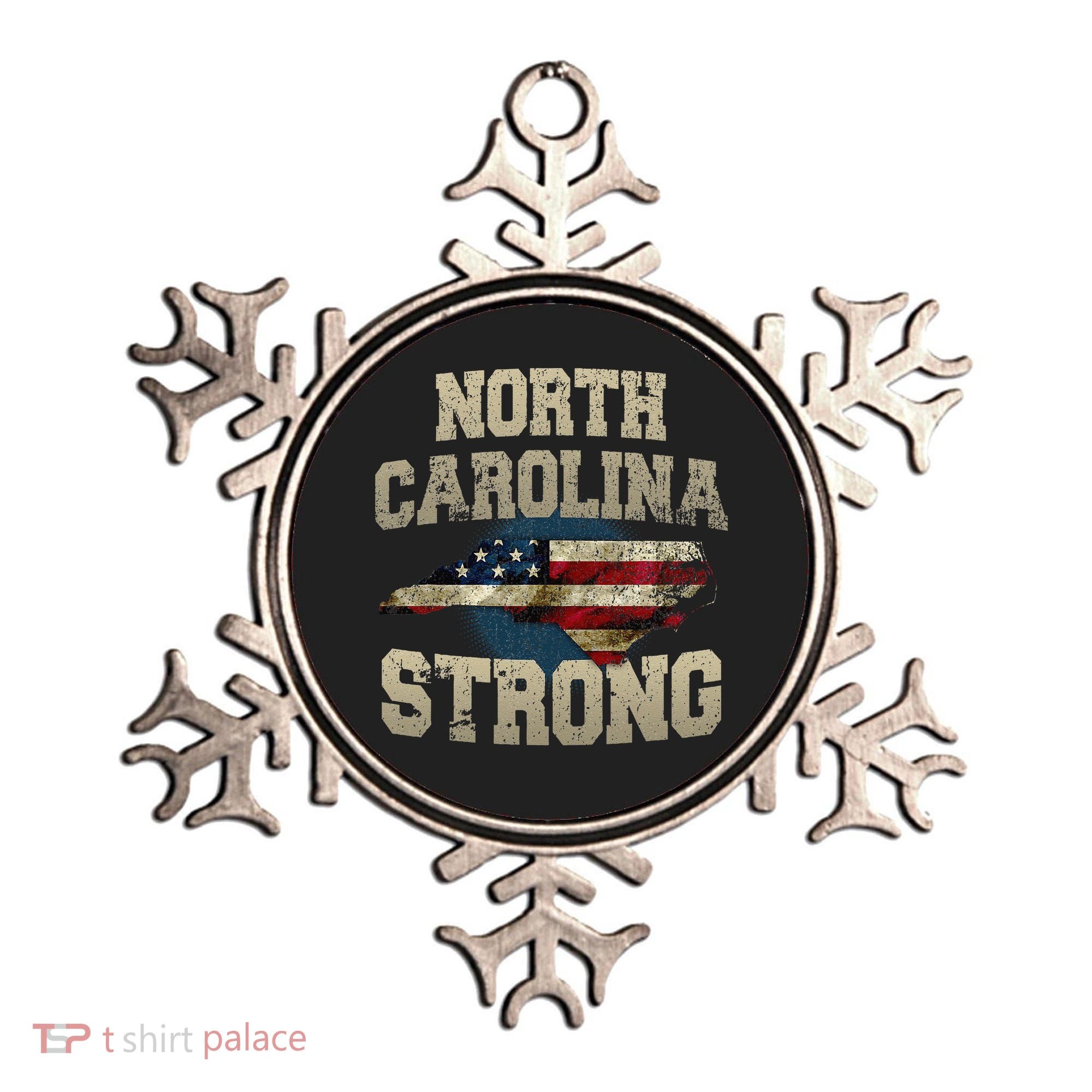 North Carolina Strong With Nc State And Usa Flag Overlay Ornament