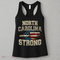 North Carolina Strong With Nc State And Usa Flag Overlay Women's Tank Top thumb 3