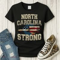 North Carolina Strong With Nc State And Usa Flag Overlay Women's T-Shirt thumb 3