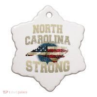 North Carolina Strong With Nc State And Usa Flag Overlay Ceramic Ornament thumb 0