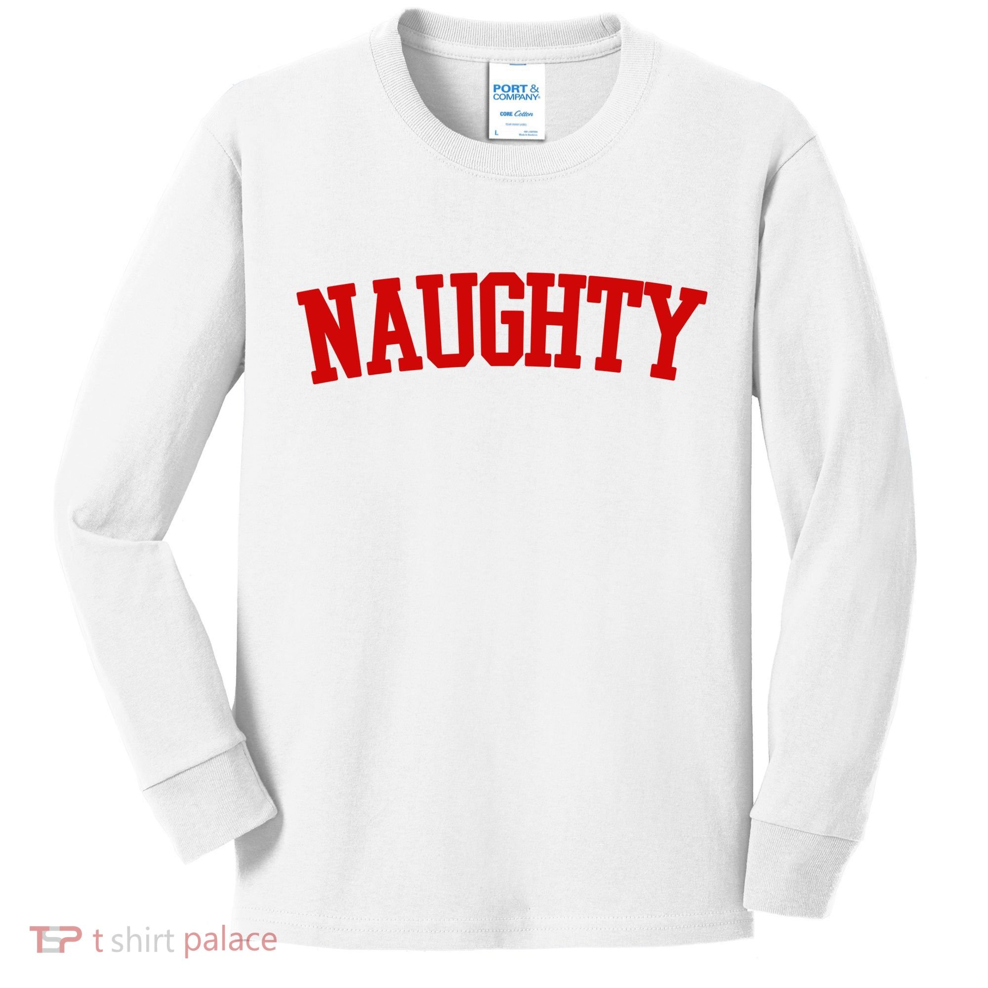 Naughty Christmas Santa Kids Long Sleeve Shirt