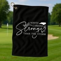 North Carolina Stronger Then The Storm Golf Towel thumb 1