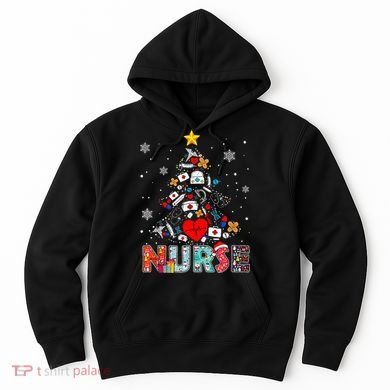 Nurse Christmas Tree Stethoscope RN LPN Scrub Nursing Xmas  Hoodie