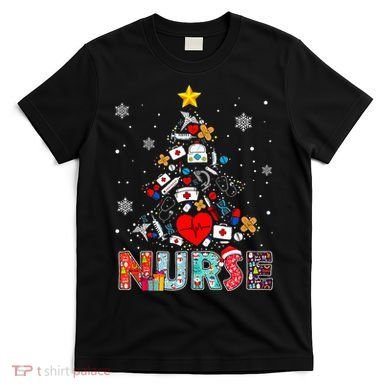 Nurse Christmas Tree Stethoscope RN LPN Scrub Nursing Xmas  T-Shirt