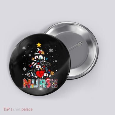 Nurse Christmas Tree Stethoscope RN LPN Scrub Nursing Xmas  Button