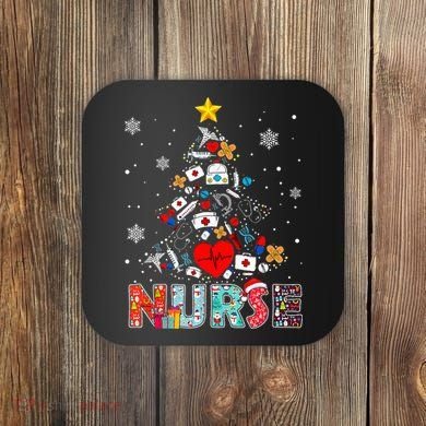 Nurse Christmas Tree Stethoscope RN LPN Scrub Nursing Xmas  Coaster
