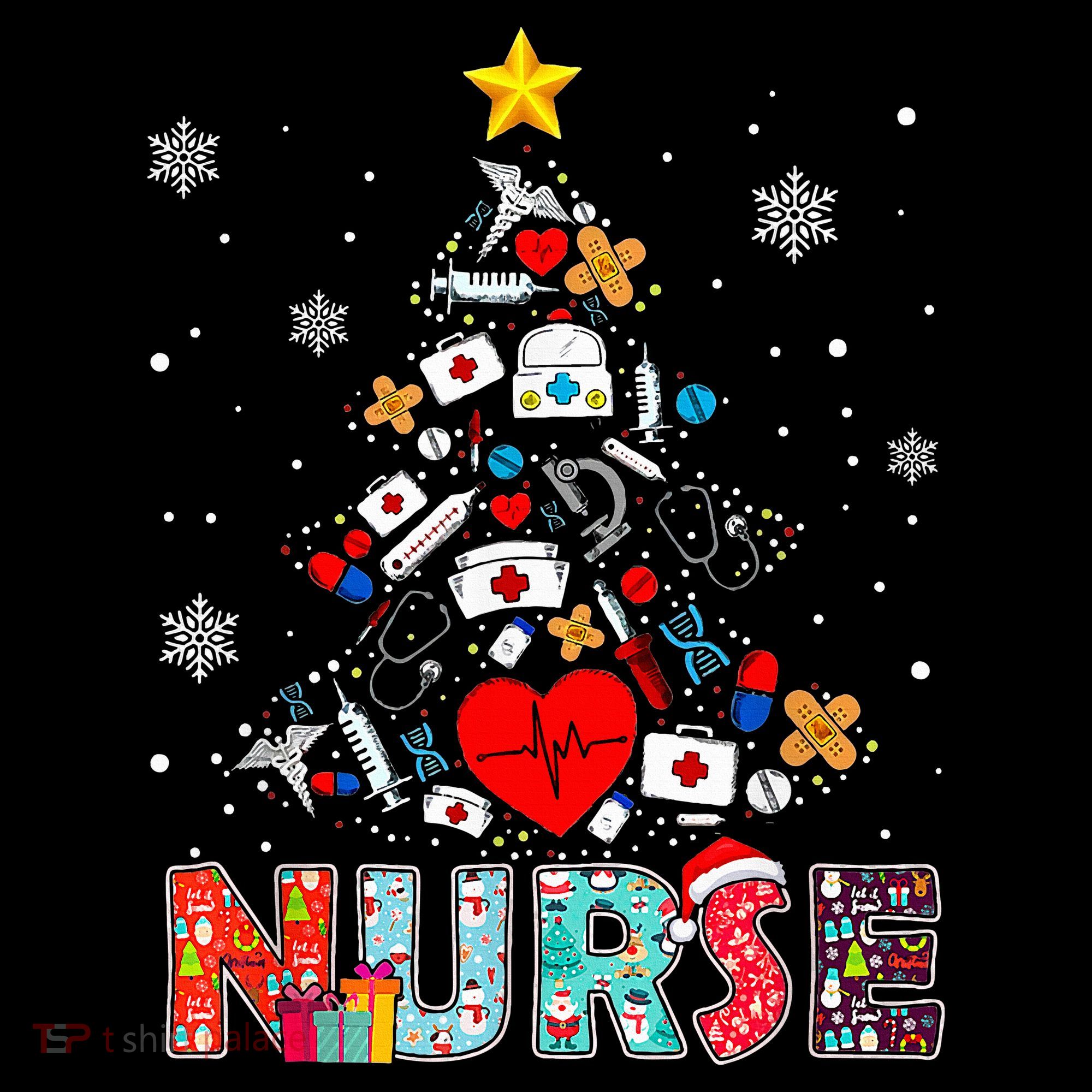 Nurse Christmas Tree Stethoscope RN LPN Scrub Nursing Xmas  Women's Hoodie