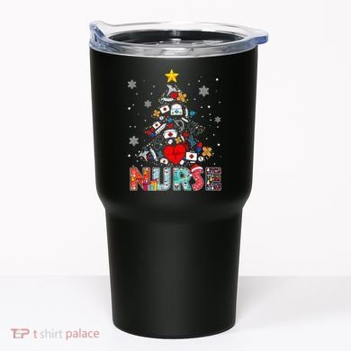 Nurse Christmas Tree Stethoscope RN LPN Scrub Nursing Xmas  Tumbler