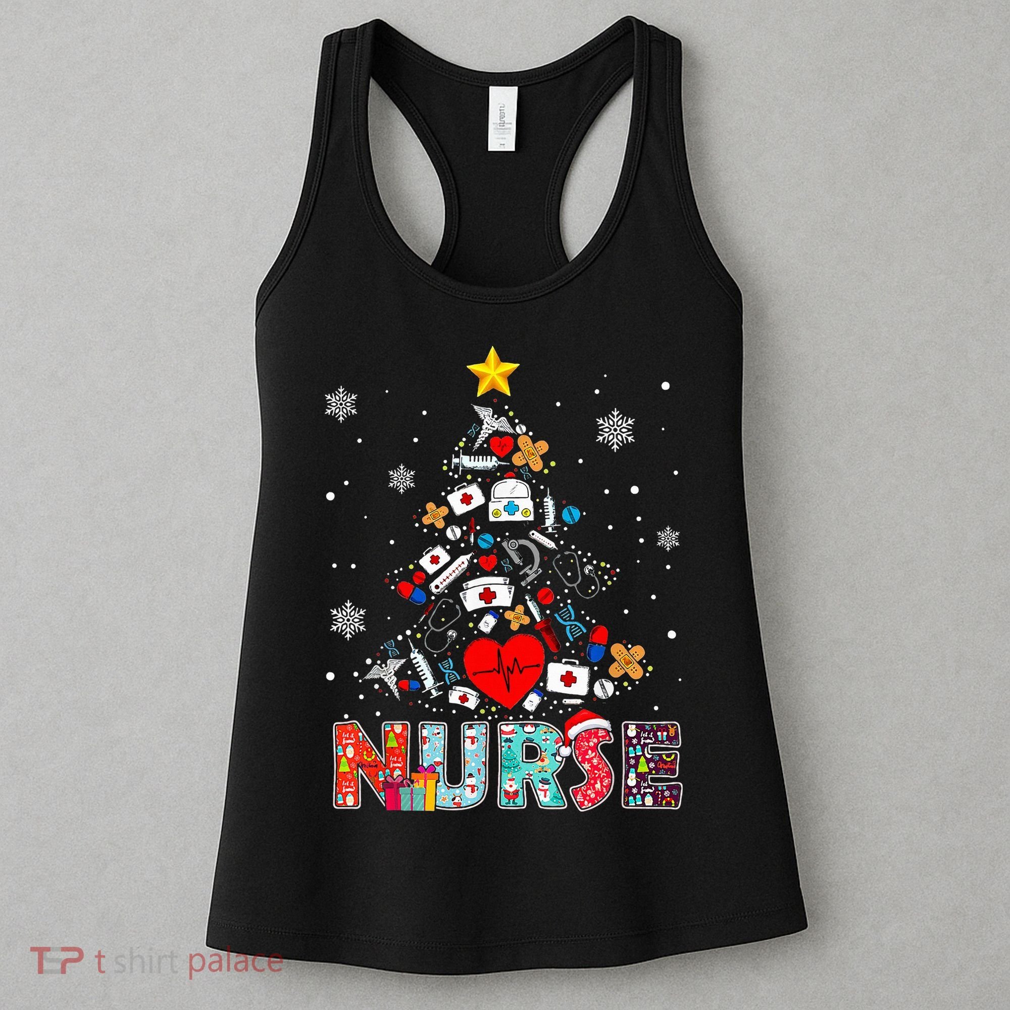 Nurse Christmas Tree Stethoscope RN LPN Scrub Nursing Xmas  Women's Tank Top