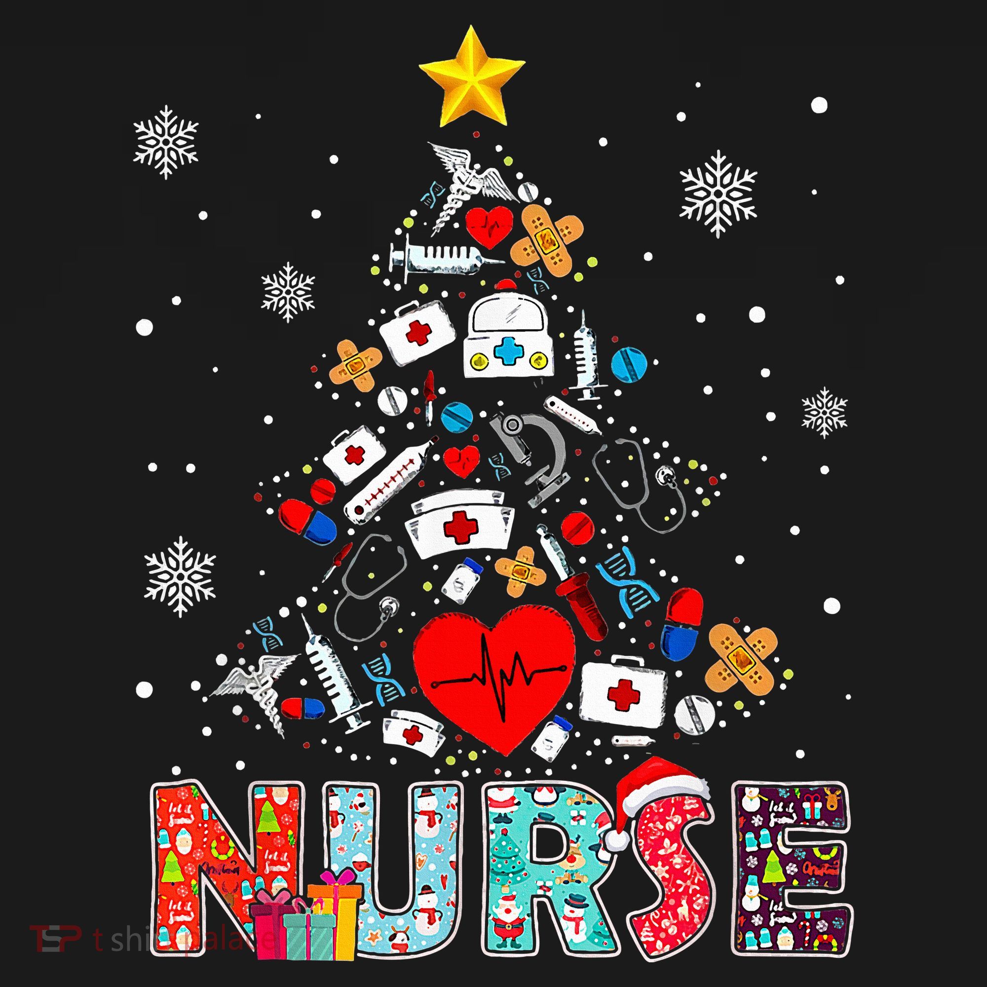 Nurse Christmas Tree Stethoscope RN LPN Scrub Nursing Xmas  Baby Bodysuit
