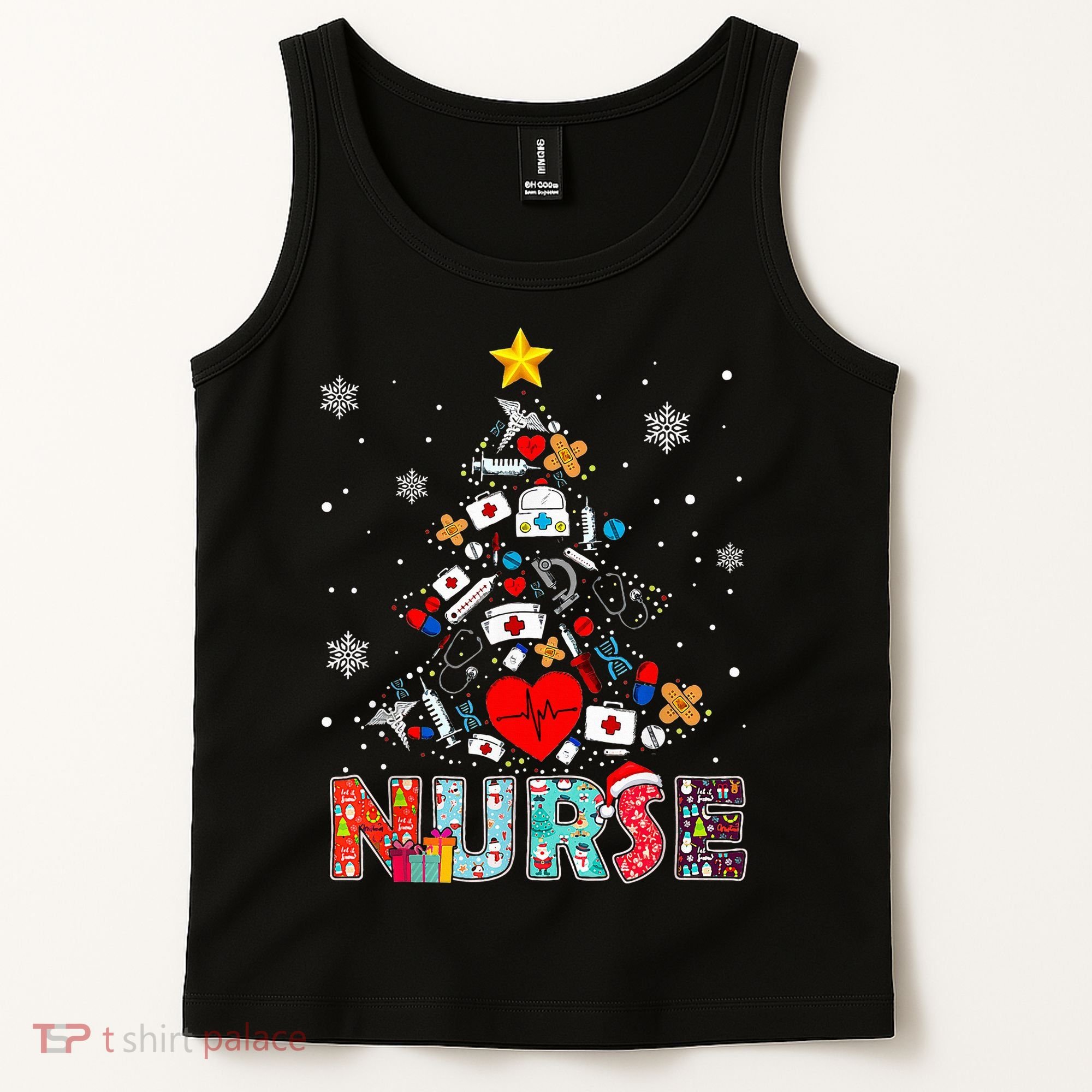 Nurse Christmas Tree Stethoscope RN LPN Scrub Nursing Xmas  Tank Top