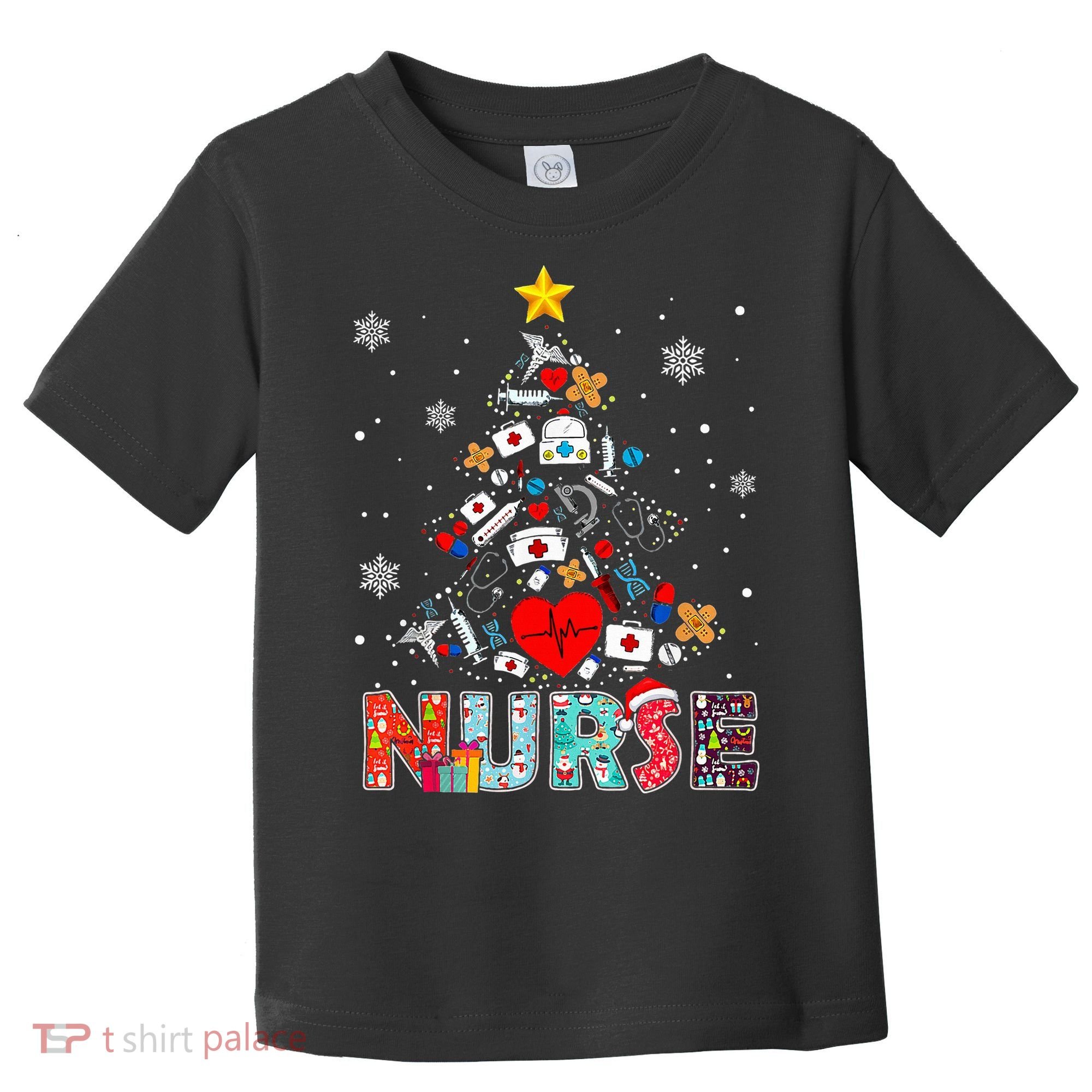 Nurse Christmas Tree Stethoscope RN LPN Scrub Nursing Xmas  Toddler T-Shirt