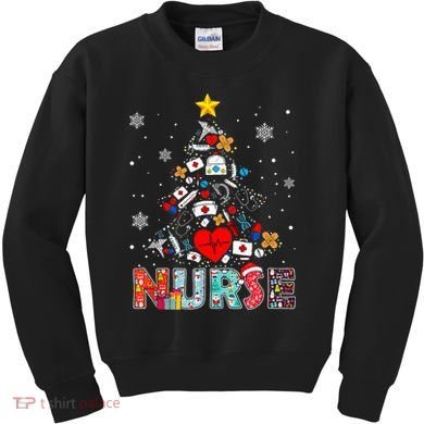 Nurse Christmas Tree Stethoscope RN LPN Scrub Nursing Xmas  Kids Sweatshirt
