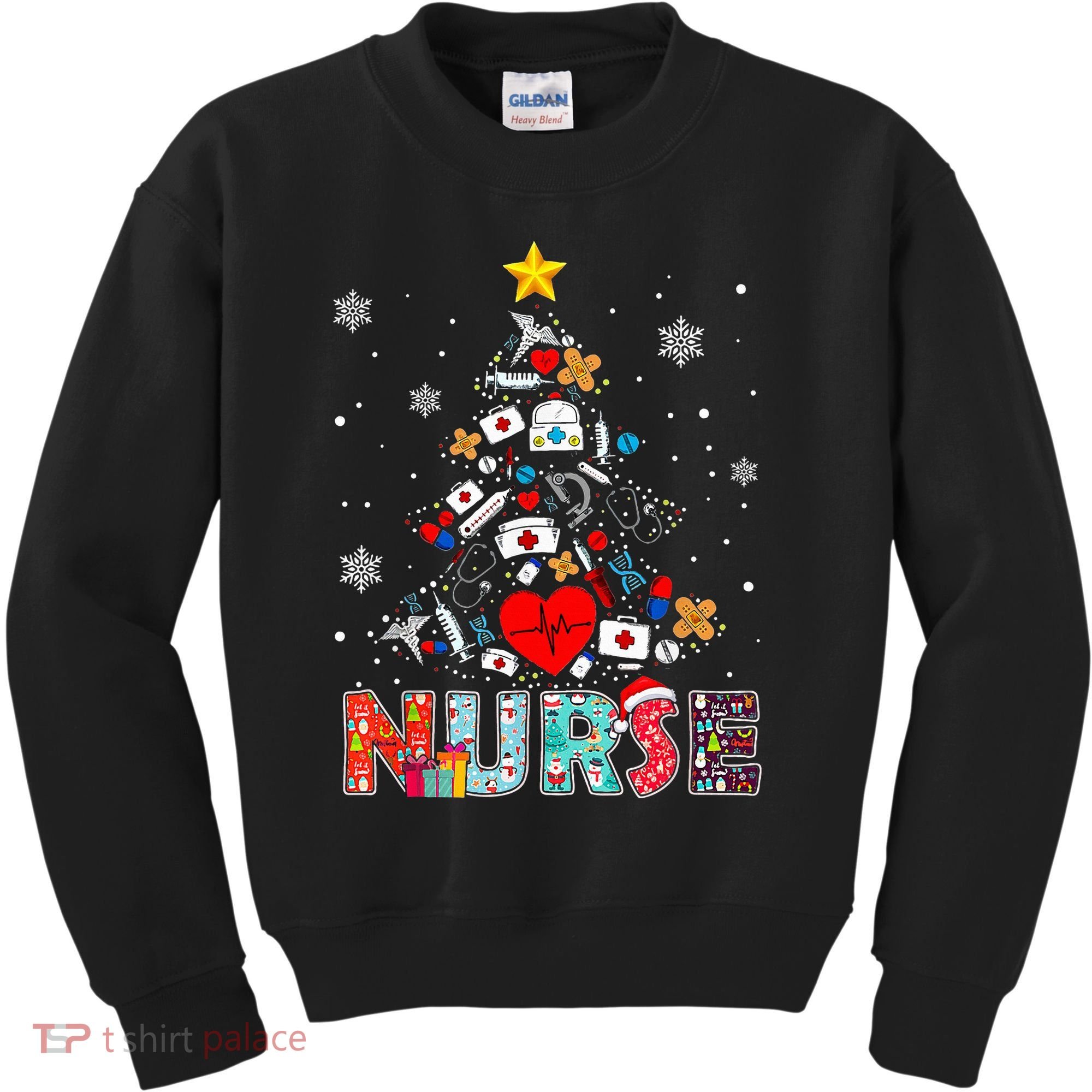 Nurse Christmas Tree Stethoscope RN LPN Scrub Nursing Xmas  Kids Sweatshirt