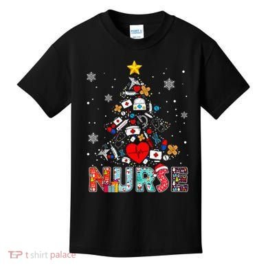 Nurse Christmas Tree Stethoscope RN LPN Scrub Nursing Xmas  Kids T-Shirt