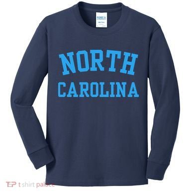 North Carolina Throwback Design State Of Nc Kids Long Sleeve Shirt