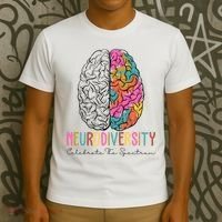Neurodiversity Celebrate The Spectrum Brain Autism Awareness T-Shirt thumb 3
