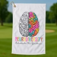 Neurodiversity Celebrate The Spectrum Brain Autism Awareness Golf Towel thumb 1