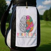 Neurodiversity Celebrate The Spectrum Brain Autism Awareness Golf Towel thumb 2