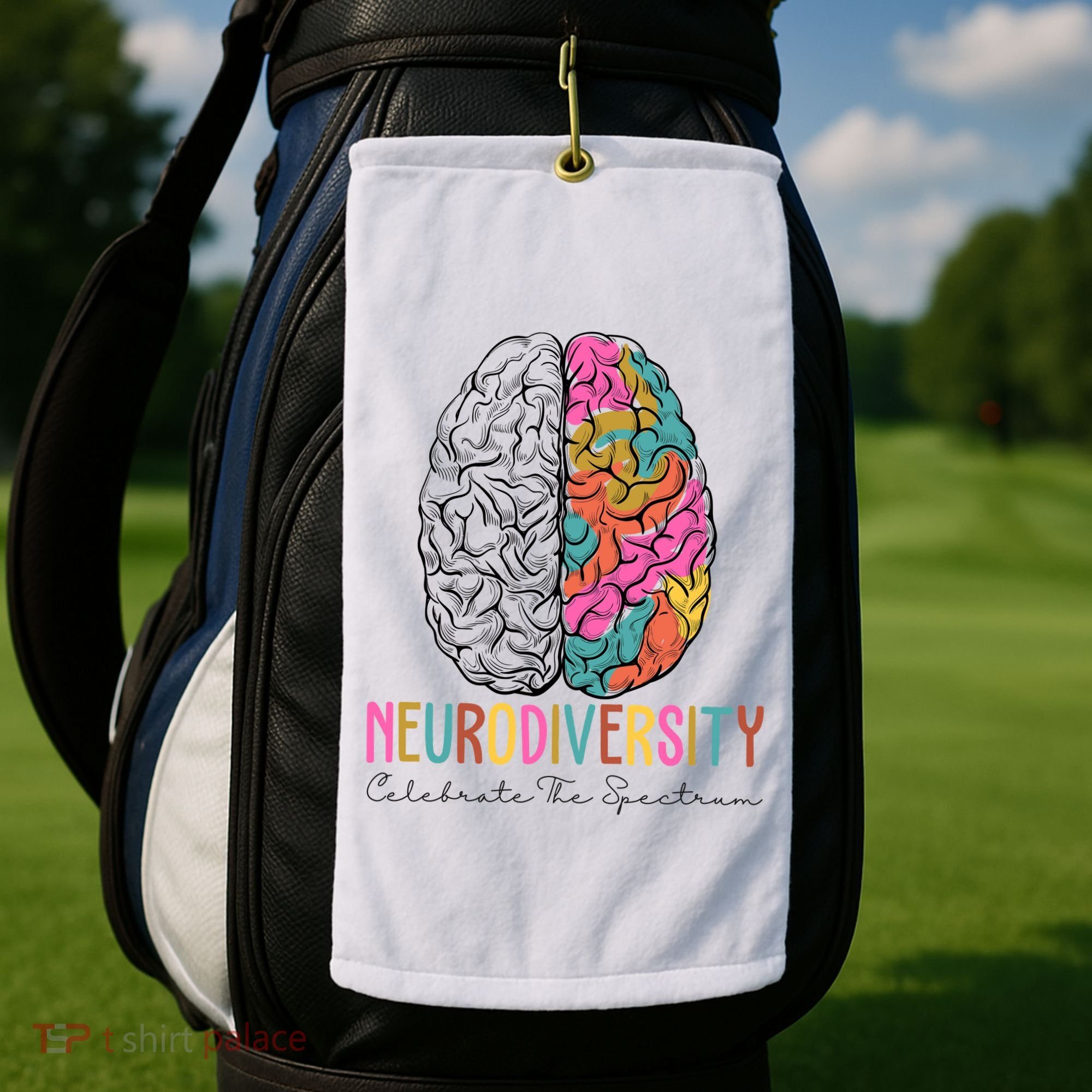 Neurodiversity Celebrate The Spectrum Brain Autism Awareness Golf Towel