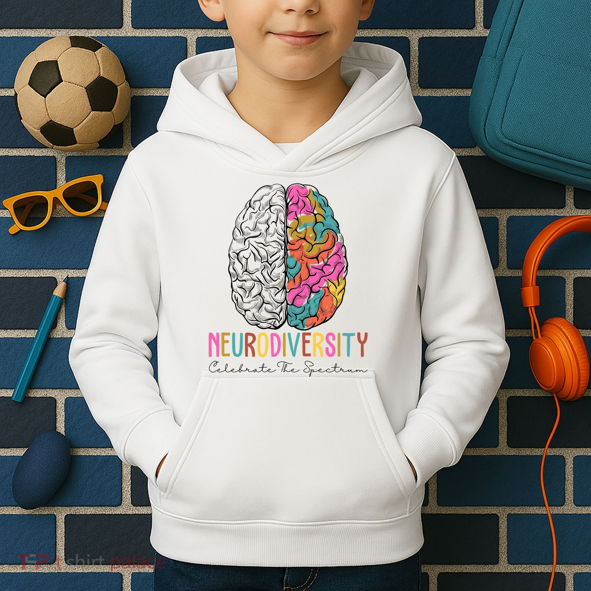 Neurodiversity Celebrate The Spectrum Brain Autism Awareness Kids Hoodie